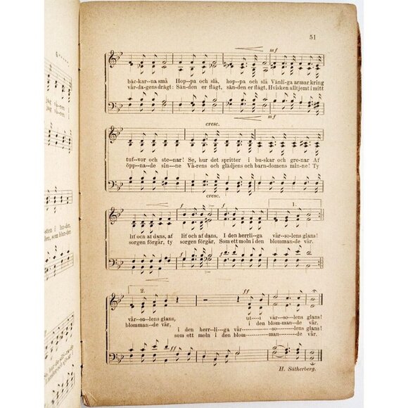 1890s Sweden School Quartet Music Song Book 1st Edition Victorian Stockholm WHBS - Picture 7 of 7